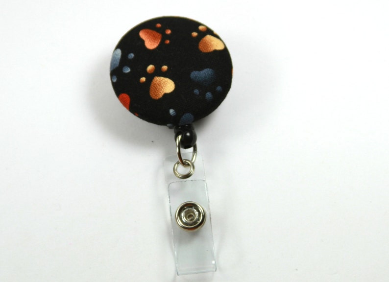 Paw Badge Reel Black Badge Reel PAW Fabric Lanyard Retractable Badge Reel