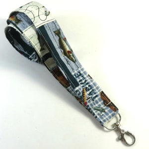 FISHING Stoff-Lanyard, Angeln-Ausweishalter, Stoff-Lanyard, Stoff-Ausweishalter, Fisch-Ausweishalter, Sommer-Ausweishalter, Fisch-Lanyard