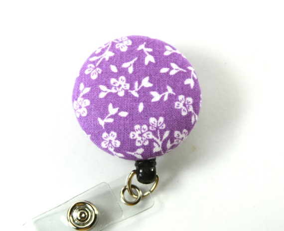 PURPLE Flower Badge Reel, Retractable Badge Reel, Purple Lanyard