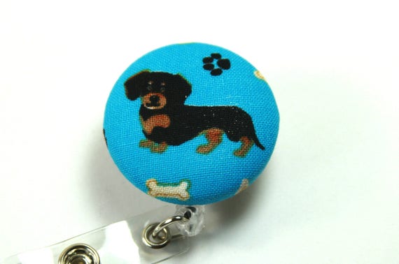 DACHSHUND dog badge reel, Small black dog badge holder, black dog badge  reel, Pet lanyard, Dachshund button reel