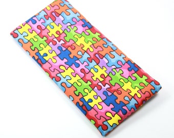 AUTISM Fabric Case, Sunglasses Case, Eyeglasses Case, Autism Awareness Fabric Puzzle Case