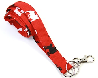 DOG PET Fabric Lanyard, Different breeds dog lanyard, Dachshund Dog lanyard, Black and red Dog lanyard, Pet lanyard