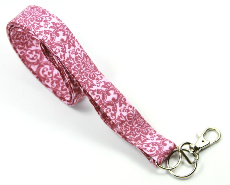 FLORAL Fabric Lanyard Pink Badge Holder Pink Lanyard Flower Etsy