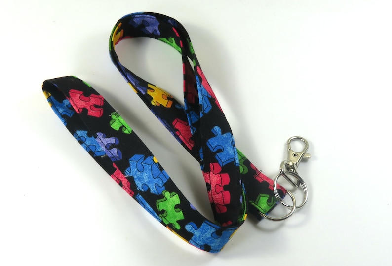 Autism awareness badge holder PUZZLE fabric lanyard Colorful badge holder Puzzle gift Puzzle lanyard Fabric lanyard Autism lanyard
