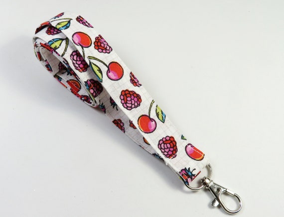 BERRIES Fabric Lanyard, Berry Badge Holder, Raspberries Badge Holder, Fruit  Lanyards, Cherry Badge Holder, Fruit Lanyard 