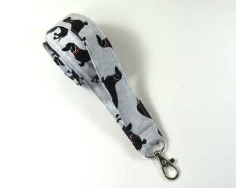 DACHSHUND fabric badge holder, Dachshund dog fabric lanyard, Black dog badge holder, Black dachshund badge holder, Fabric badge, Dog lovers