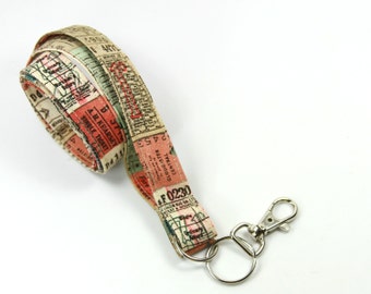 TICKETS Fabric lanyard, Train ticket design Badge Holder, Train ticket lanyard, Train Masters Gift, Retro Lanyard, Tickets lanyard