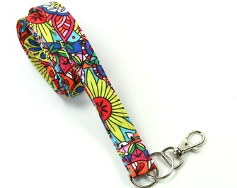 KLEURRIJKE Fabric lanyard, kleurrijke Badge houder, bloem Lanyard