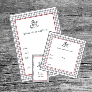 Knight Birthday Invitation//Included Gift Tag FREE//Vintage Party/Fill-in-blank/Instant Download//Digital File//English and Spanish Version