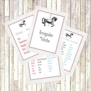 Irregular Verbs // English // Flash Cards //Easy to Learn // INSTANT DOWNLOAD