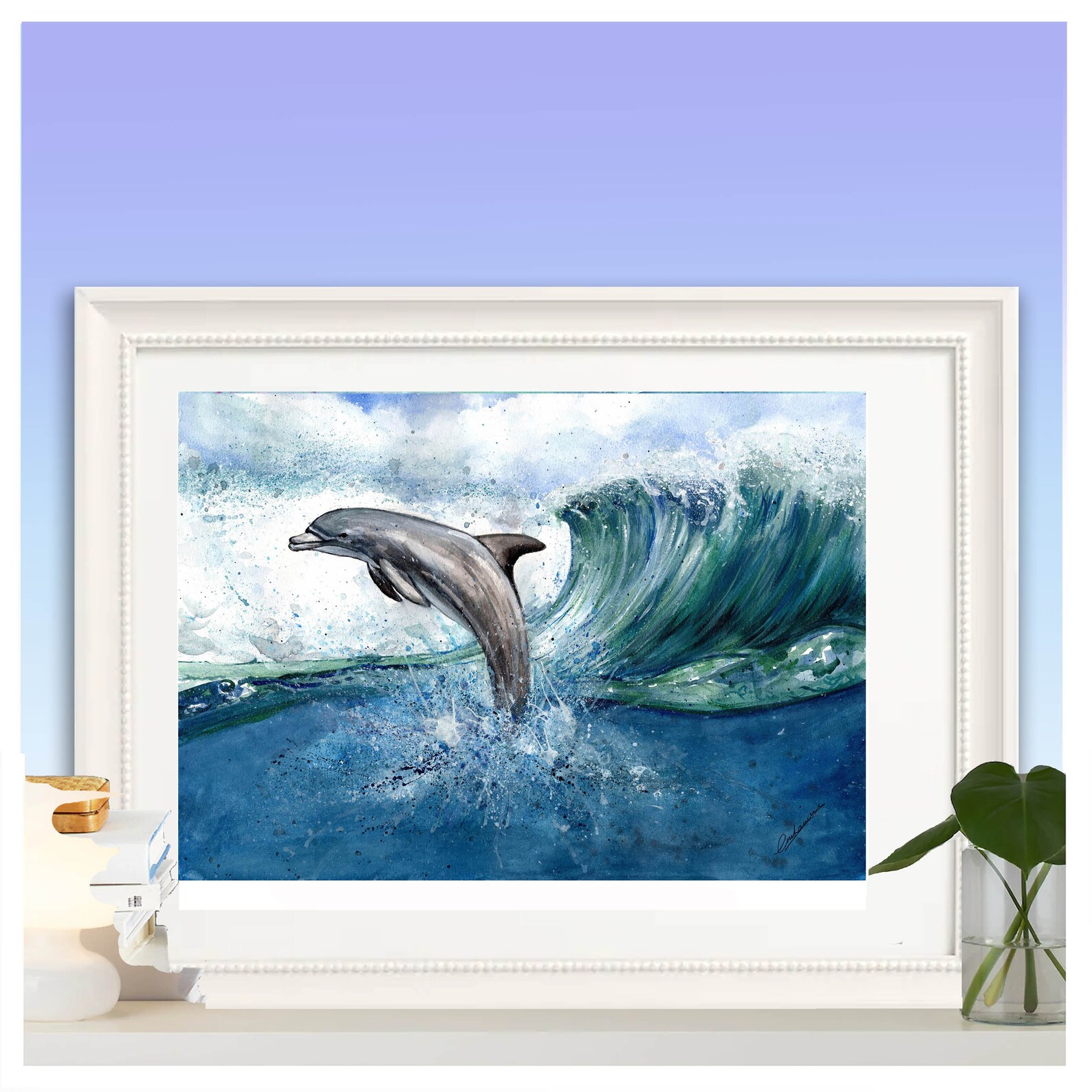 Dolphin print. Dolphin wall art. Dolphin art. Dolphin wall Etsy