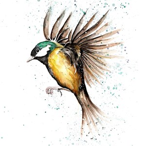 Imprimé mésange charbonnière. Carte de voeux pour les mésanges charbonnières. Art de la mésange charbonnière. Décoration murale mésange charbonnière. Cadeau pour les mésanges charbonnières. Aquarelle de mésange charbonnière. Aquarelle de mésange charbonnière.