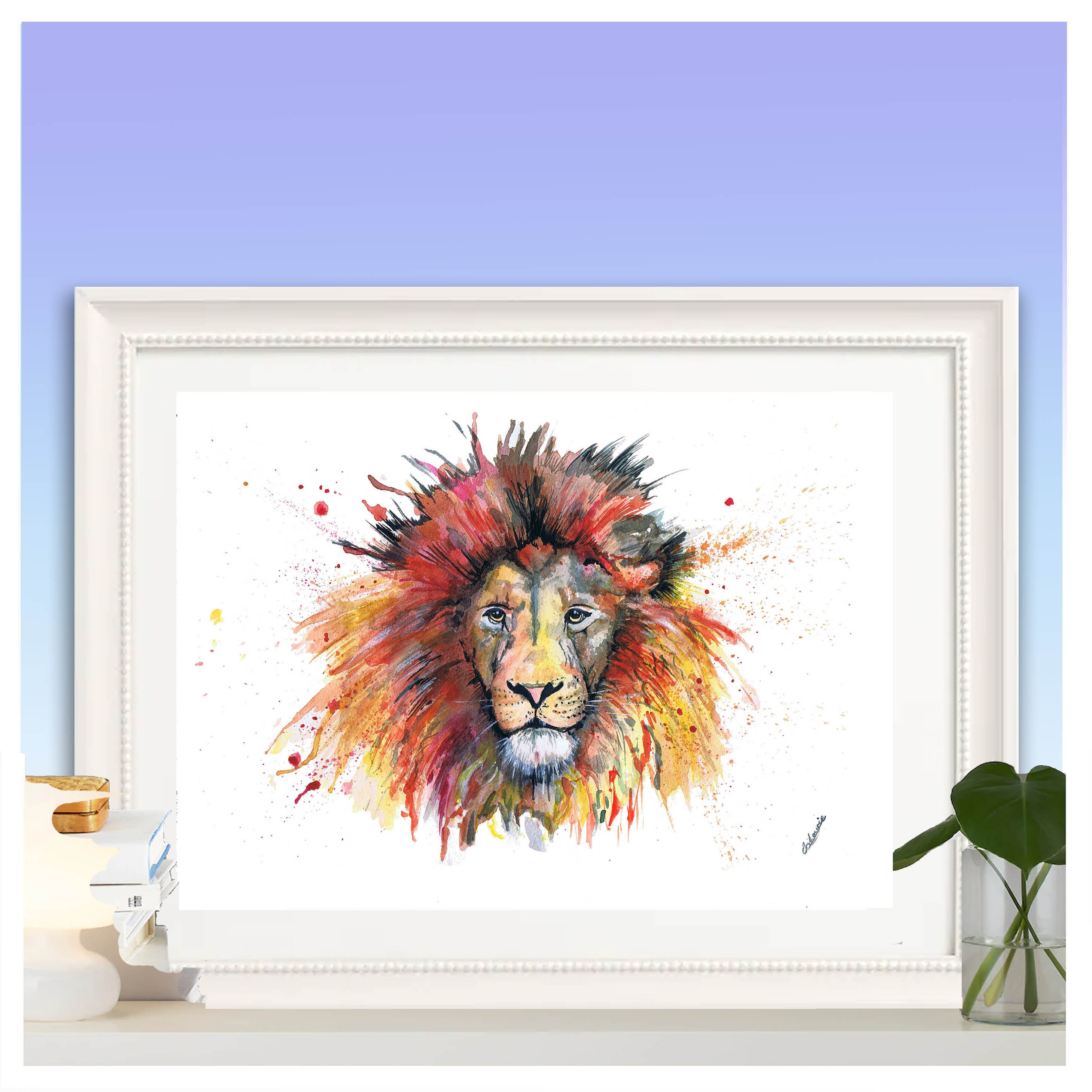 Lion print. Lion wall art. Lion art. Lion wall decor. Lion Etsy