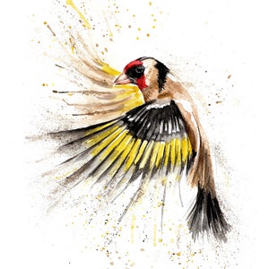Impressão de pintassilgo. Cartão de felicitações de pintassilgo. Arte de pintassilgo. Decoração de parede de pintassilgo. Presente de pintassilgo. Aquarela de pintassilgo.