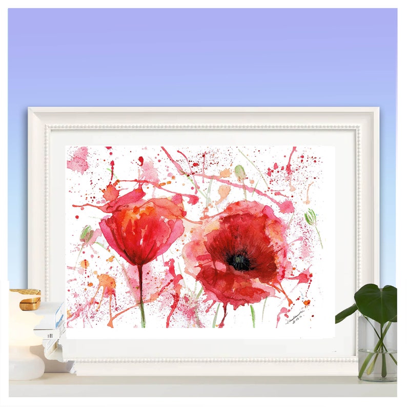 Poppy print. Poppy wall art. Poppy art. Poppy wall decor. Etsy