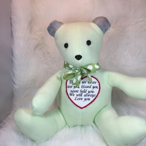 Keepsake memory bear, Keepsake bear, Memory bear, Bear keepsake, Keepsake memory, Embroidered bear, Memory Teddy Bear, 18 inches tall