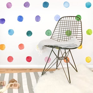 Small Rainbow Watercolor Dots - Fabric Wall Decal - Color Story - Mej Mej