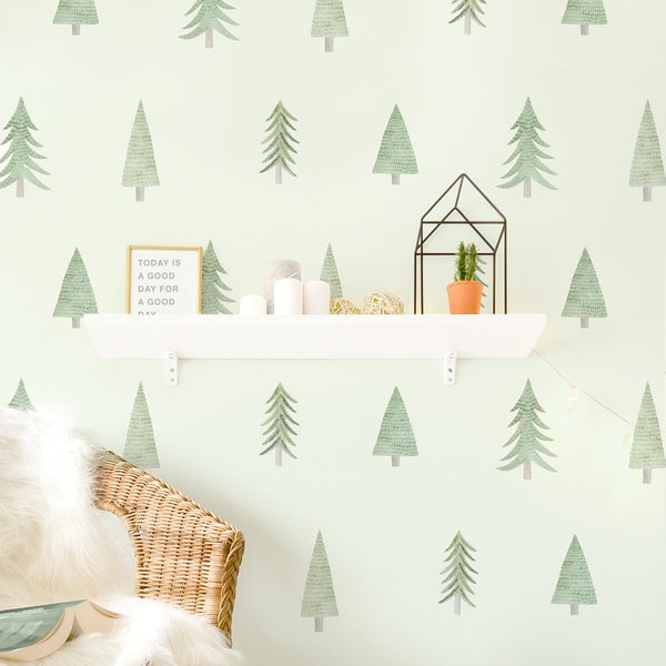 Evergreen Tree Toss - Fabric Wall Decal - Evergreen - Mej Mej