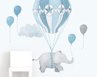 Palloncino Elefante - Blu - Adesivo murale in tessuto - Collezione Nursery Daydreams - Mej Mej