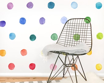 Small Rainbow Watercolor Dots - Fabric Wall Decal - Color Story - Mej Mej