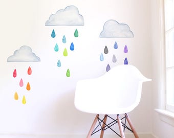 Rainbow Raindrops - Fabric Wall Decal - Color Story - Mej Mej