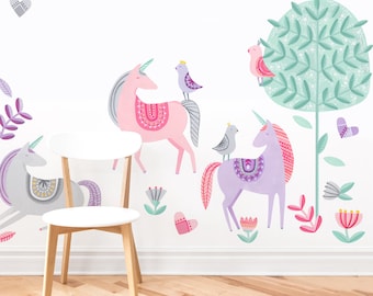Three Unicorns Kit • Peel-and-Stick Wall Decals • Mej Mej