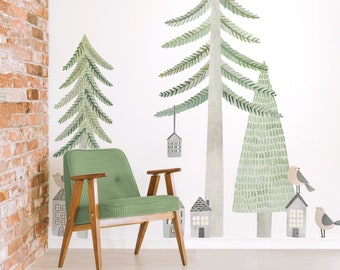 Pine Forest Kit - Large - Fabric Wall Decal - Evergreen - Mej Mej