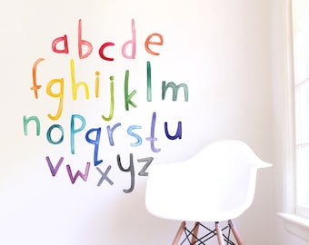 Uppercase Rainbow Watercolor Letters Wall Decal Set – Project Nursery