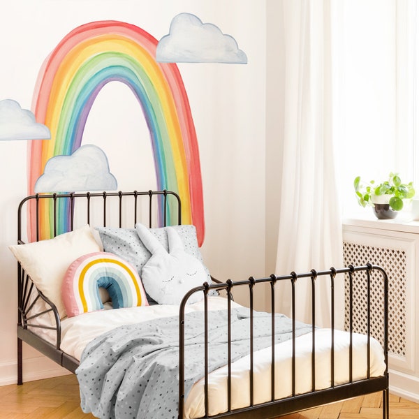 Large Watercolor Rainbow - Fabric Wall Decal - Color Story - Mej Mej