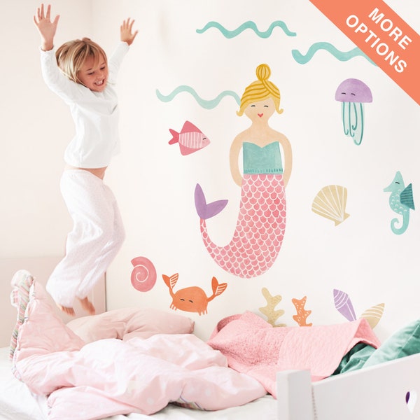 Cora the Mermaid - Fabric Wall Decal - Mermaid - Mej Mej