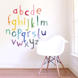 Letras minúsculas de acuarela arcoíris - Vinilo decorativo de tela - Color Story - Mej Mej