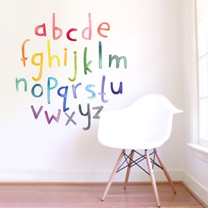 Lowercase Rainbow Watercolor Letters - Fabric Wall Decal - Color Story - Mej Mej