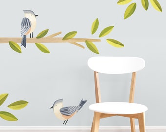 Tufted Titmouse - Fabric Wall Decal - Feather - Mej Mej