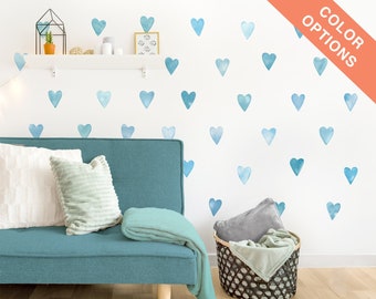 Small Watercolor Hearts - Fabric Wall Decal - Color Story - Mej Mej
