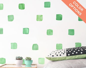 Small Watercolor Squares - Fabric Wall Decal - Color Story - Mej Mej
