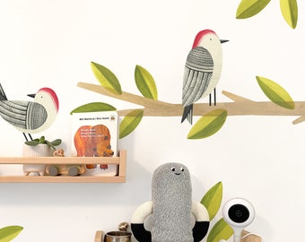 Woodpecker - Fabric Wall Decal - Feather - Mej Mej
