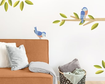 Eastern Bluebird - Fabric Wall Decal - Feather - Mej Mej