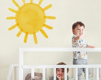 Large Watercolor Sun - Fabric Wall Decal - Color Story - Mej Mej