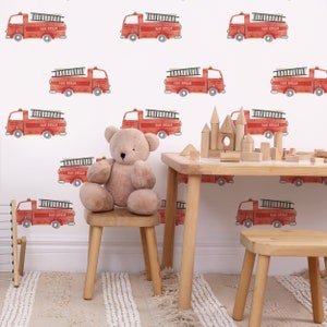 Fire Truck Toss Fabric Wall Decal Away We Go Mej Mej image 1