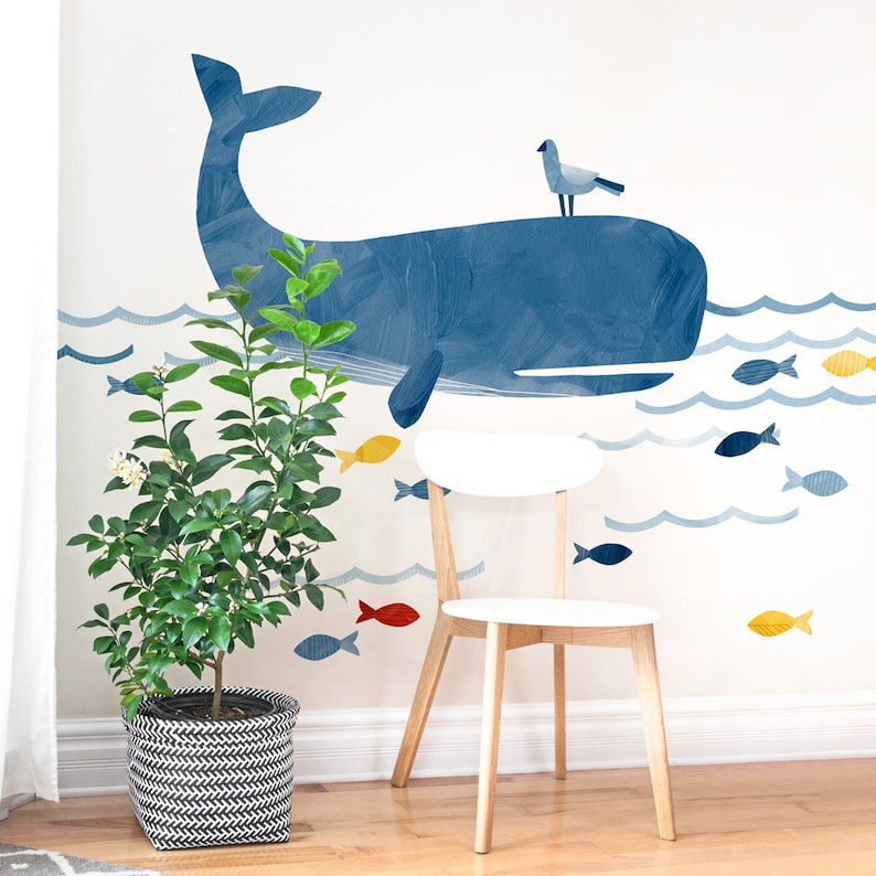 Westcott the Whale Fabric Wall Decal Sag Harbor Mej Mej image 1