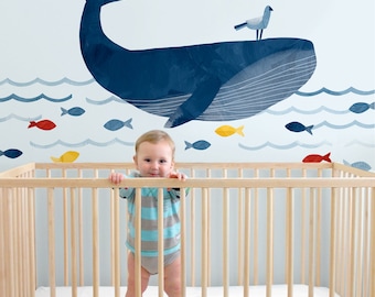 Warrick la baleine - sticker mural en tissu - Sag Harbor - Mej Mej
