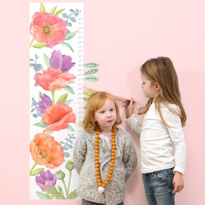 Poppy Mix Growth Chart Fabric Wall Decal Flower Shop Mej Mej image 1