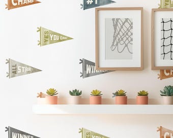 Sports Pennants - Peel-and-Stick Wall Decals - Mej Mej