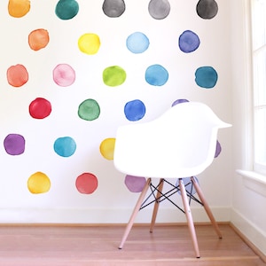 Large Rainbow Watercolor Dots Fabric Wall Decal Color Story Mej Mej image 3
