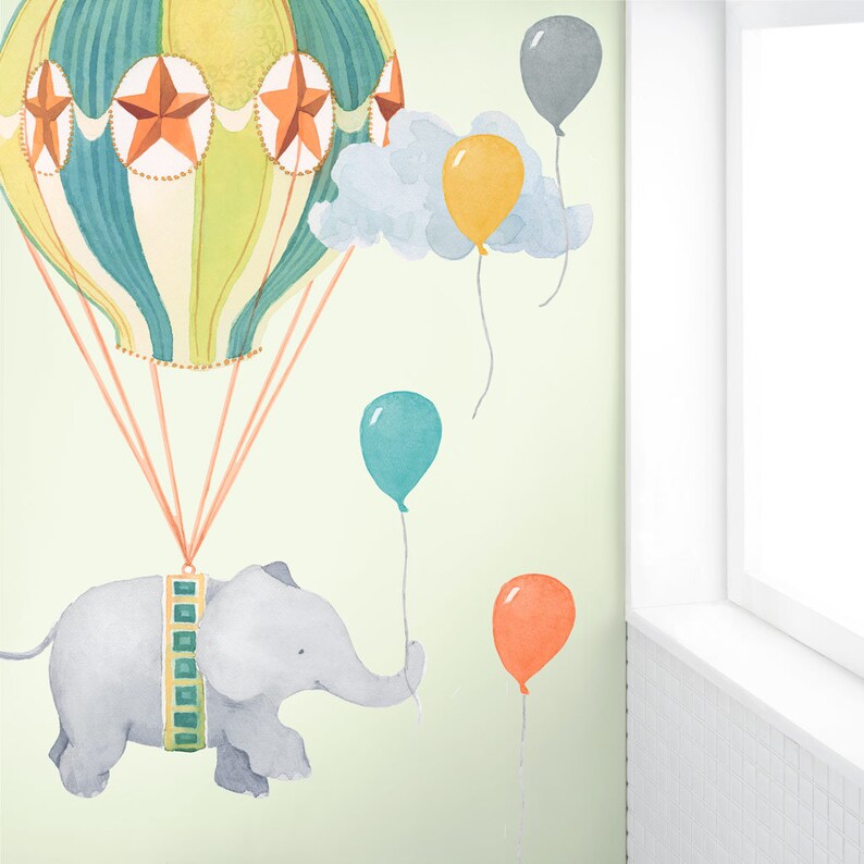 Nursery Daydreams Collection Mej Mej Fabric Wall Decal Balloon Elephant
