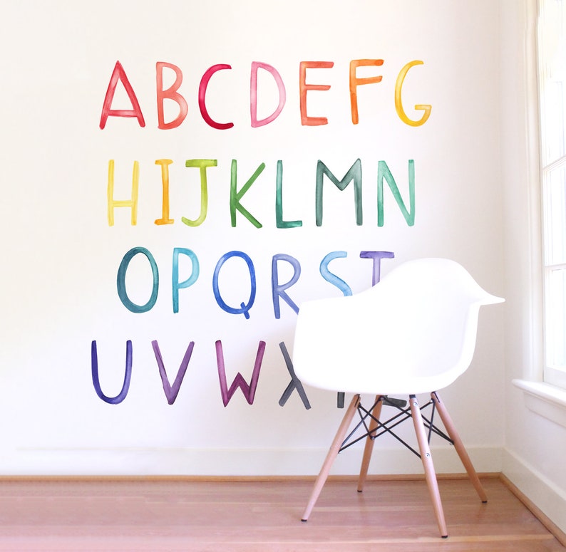 Uppercase Letters Fabric Wall Decal Color Story Mej