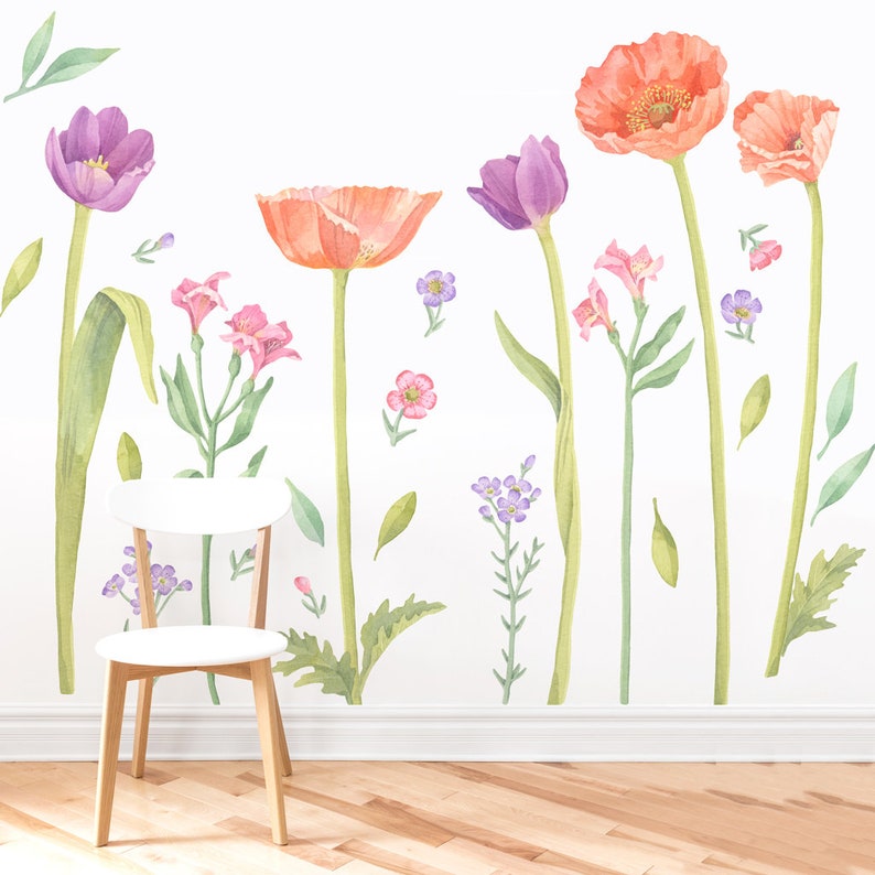Make A Meadow Large Fabric Wall Decal Flower Shop Poppy Mix Mej Mej image 2