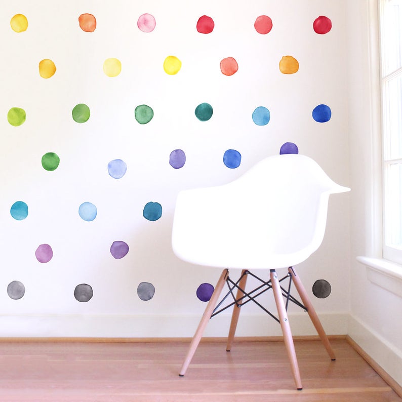 Small Rainbow Watercolor Dots Fabric Wall Decal Color Story Mej Mej image 4