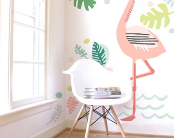 Big Flamingo - Fabric Wall Decal - Tropical - Mej Mej