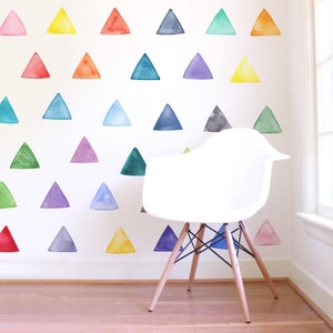 Large Rainbow Watercolor Triangles Fabric Wall Decal Color Story Mej Mej image 3